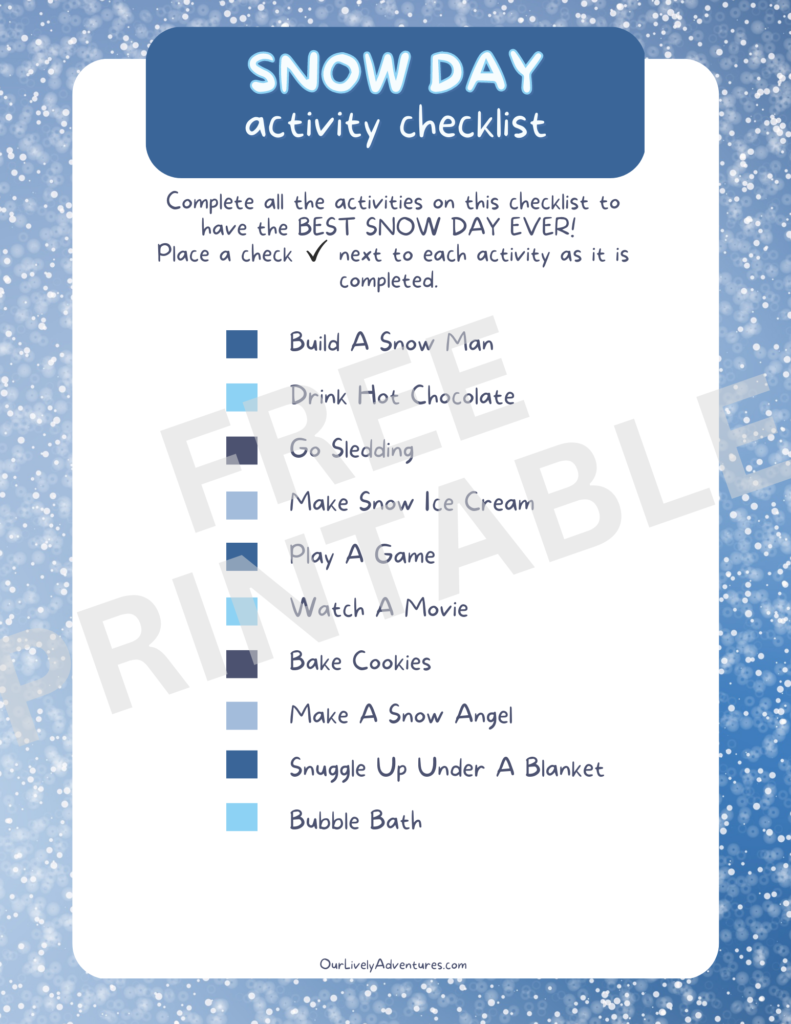 Free Printable Snow Day Checklist