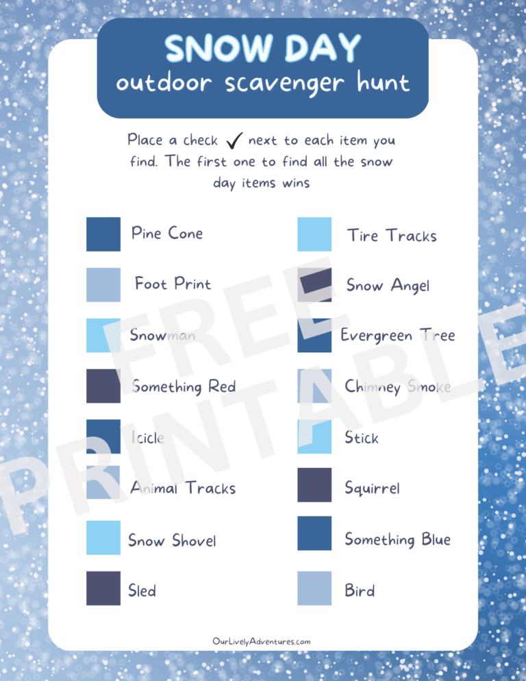 Free Printable Snow Day Scavenger Hunt